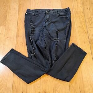 Silver Crush Women's Size 15/16 Ruffle Straight Leg Black Cotton Blend Jeans